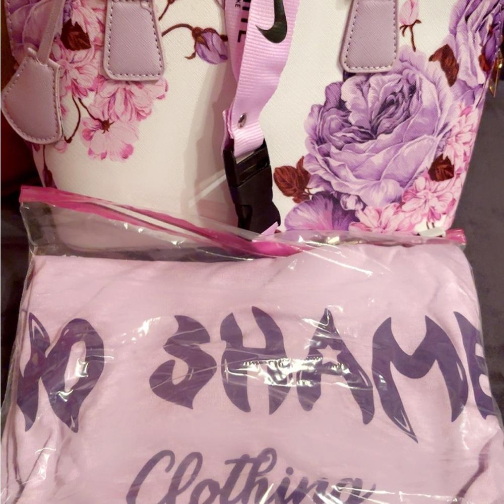Floral Purple and White Women's Bag
